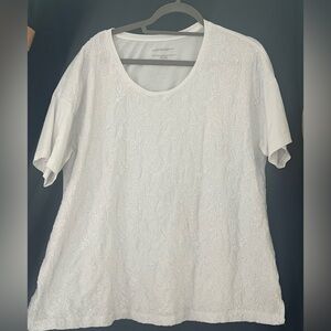 Pure Jill Embroidered Elbow-Sleeve Top